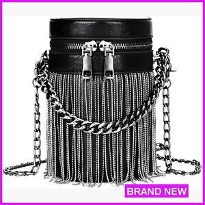 Y2K Punk Tassel Tote Gothic Fringe Shoulder Bag Funky Rock Crossbody Handbag